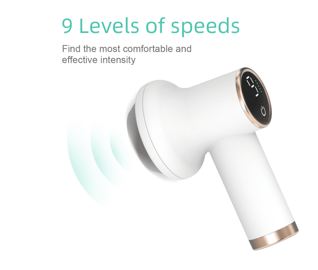 CNV Compact Home Massage Gun, 8 Replaceable Heads, 9 Speed Settings, USB Rechargeable for Neck, Back & Muscle Relief