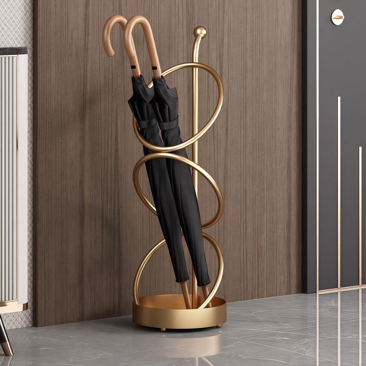 [Space-Saving Holder] 1pc Classic Iron Umbrella Stand for Home Use - Space-Saving Entryway Organizer with Multiple Hooks, Durable Metal Design for Umbrellas, Easter & Party Decor, Umbrella Holder