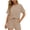 Beige women's 2 piece shorts set a1, variant on Cagogo Women's 2 Piece Shorts Set Summer Casual Cruise Outfits Loose Round Neck Tops Pocket Tee Comfy Pants Matching Lounge Sets Tracksuits Travel Airport Clothes, White M