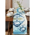 thumbnail image 4 of Summer Ocean Blue Table Runner Cotton Linen 36 Inch Holiday Dresser Scarves, Watercolor Fish Flower Tablerunner for Kitchen Coffee Dining Bedroom Home Living Room Dinner Scarf Décor 13''x36'', 4 of 9
