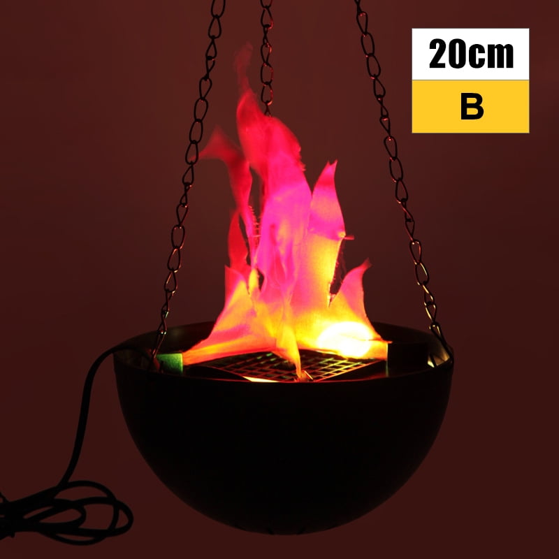 Hanging Flame Lamp 3D Artificial Flickering Fire Flame Light Halloween Electronic LED Fake Fire Flame Light Simulated Flame Campfire Effect Light for Halloween Party Night Clubs Base Flame-20cm 