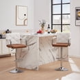 thumbnail image 3 of VECELO Set of 4 Adjustable Height Swivel Bar Stools with Back and Armrest, PU Leather Counter Height Barstools, White and Brown, 3 of 8