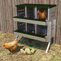 6 Room Galvanized Metal Chicken Nesting Boxes with Egg Collection Tray&6 Fake Training Eggs,with Stands, Rustproof Poultry Laying Box with Perch Rod,for Chicken Coops and Hens Laying Eggs