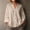 Beige, variant on Womens Summer Oversized Button Down Shirts Half Sleeve V Neck Business Casual High Low Tops Loose Fit Blouses