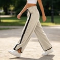 thumbnail image 4 of Tqcoqu Women's Baggy Wide Leg Pants Casual Drawstring Elastic Waisted Contrast Side Stripe Workout Y2K Track Pants,Women's S-XXL, 4 of 6