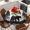 thumbnail image 2 of Brown Bear Forest Silhouette Round Fitted Table Cover Vintage Animal Tree Waterproof Table Cloth with Elastic Edge Wipeable Tablecloth for Picnic Camping Party Fits 45"-54" Diameter, 2 of 8