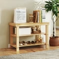 thumbnail image 2 of MCQ Shoe Rack Bench, 3 Tier Bamboo Entrance Bench for Storage Organizer Up to 286 lbs, 11.3 x 27.6 x 17.8 Inches for Bedroom Living Room Balcony, Wood, 2 of 7