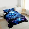 thumbnail image 3 of Feelyou Blue Butterfly Kids Full Size Comforter Sets, Dreamy Jungle Animal Bedding Comforter Set, Fairt Tale Princess Reversible Bedding Sets, Luxury Bedroom Decor, 3-Piece, 3 of 8