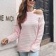 thumbnail image 2 of Mujeres suéter de punto Halter Masajeadores cuello hombro manga larga suelta casual Jumper pullover Tops rosa M, 2 of 6