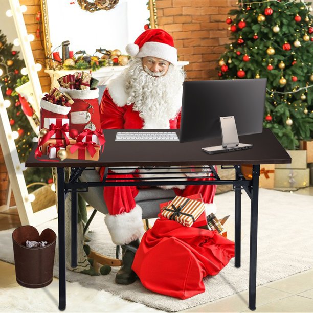 Folding computer desk black folding table no assembly desk bedroom desk