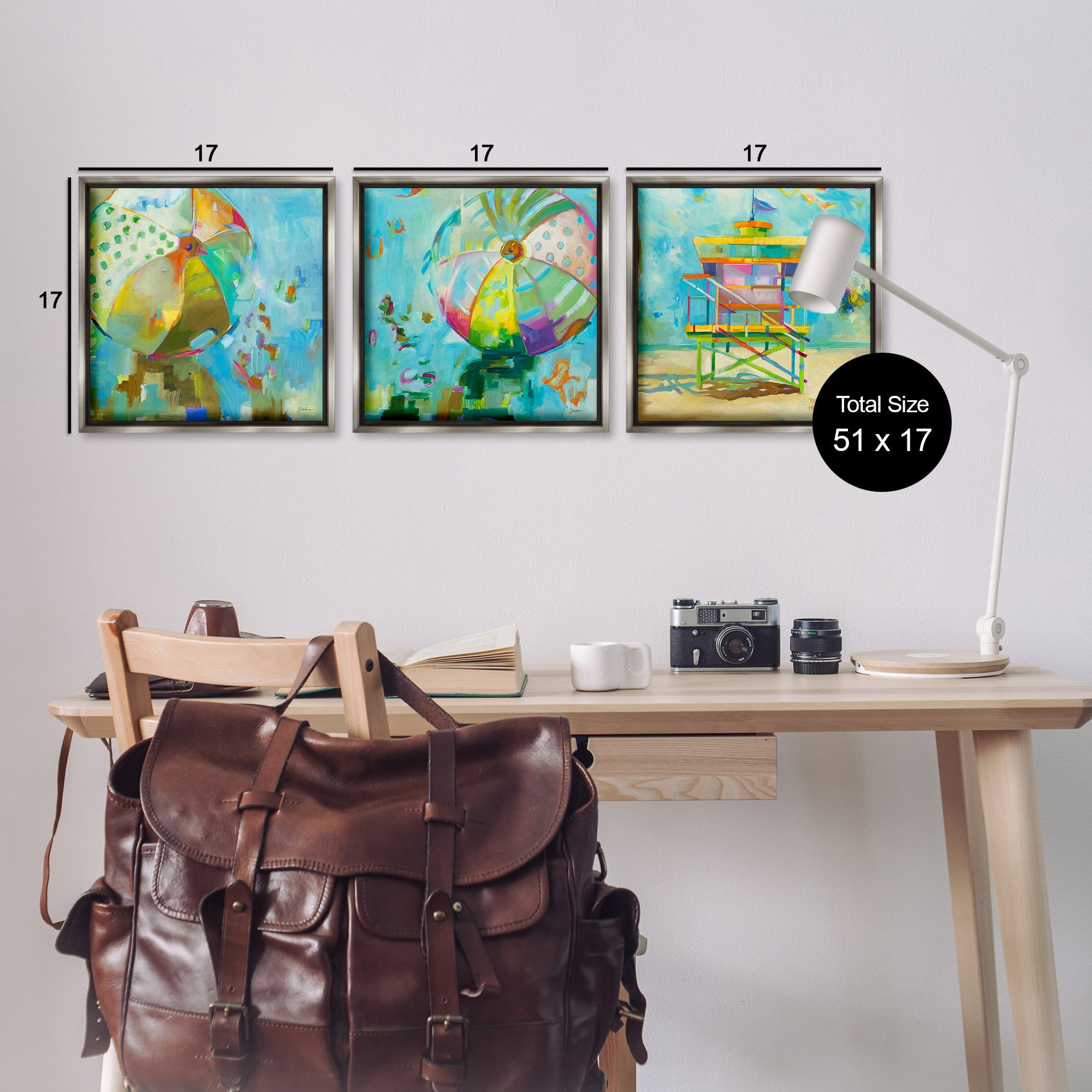 Stupell Industries Abstract Beach Scenes Abstract Painting Gray Floater Framed Canvas Art Print Wall Art, 18 x 18, Set of 3