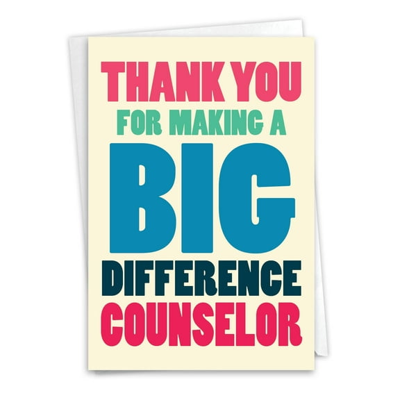 NobleWorks Thank You Greeting Card (Counselor) with 5 x 7 Inch Envelope (1 Card) Big Difference Counselor C8217TYG