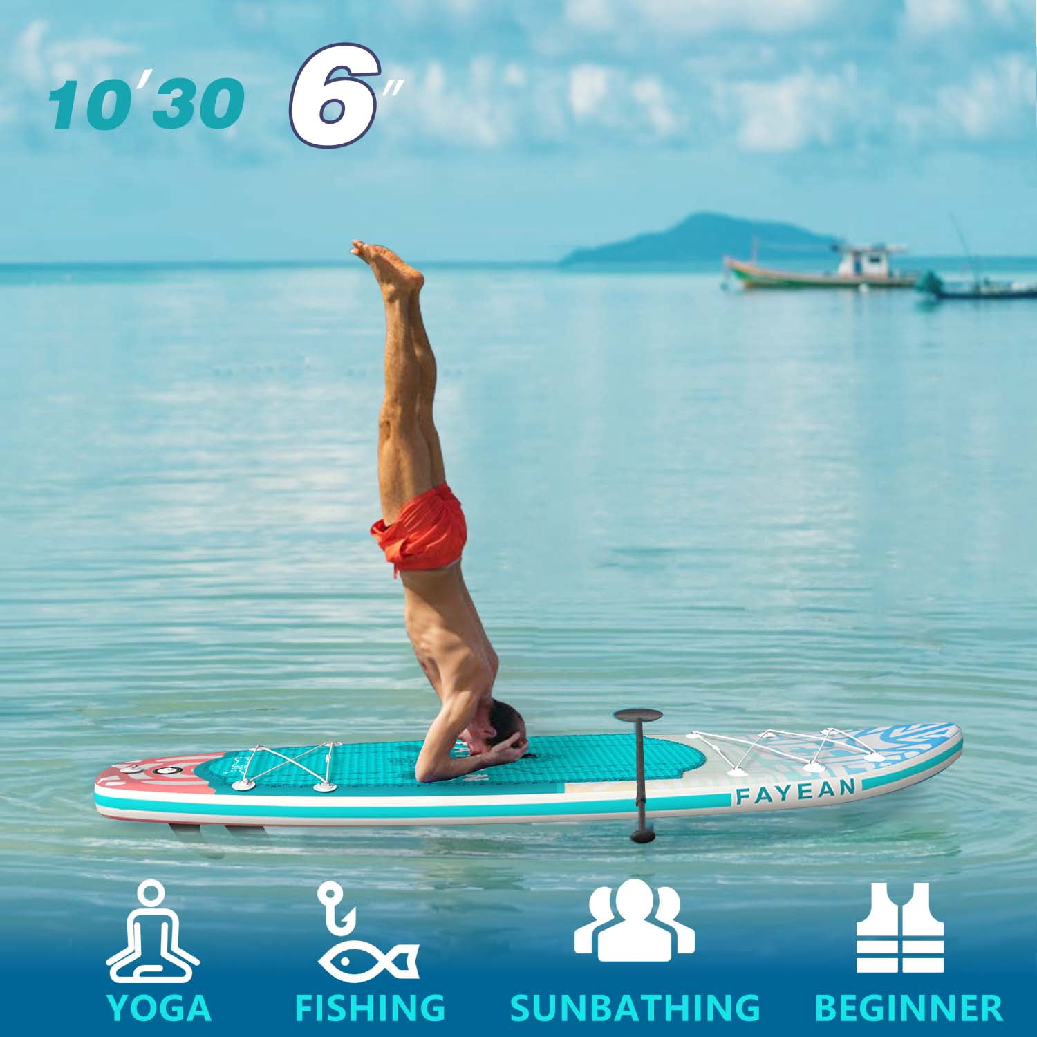 Inflatable Stand Up Paddle Board 10.5’/11’×33”×6” Non-Slip Deck, Complete SUP Accessories for All Skill Levels, Wide Seat & Safety Leash, 3 Fins, Adjustable Paddle, Pump & Backpack