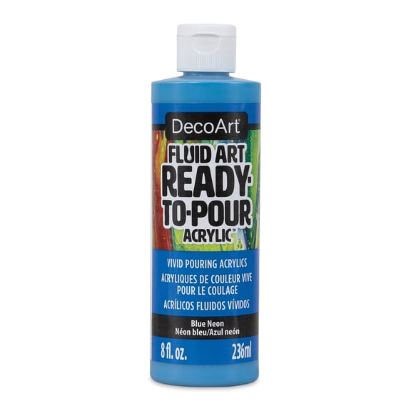 DecoArt Fluid Art Ready-To-Pour Acrylic - Neon Blue, 8 oz Bottle