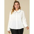 thumbnail image 2 of BluCuello Peter Pan Volante Mangas Largas Botones ArriCamiTalGrande PaMujer Blanco 4X, 2 of 6