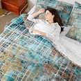 thumbnail image 4 of Homewish Blue Watercolor Art Bedding Comforter Set 7pcs, Chic Graffiti Abstract King Bedding Sets, Modern Fashion Style Reversible Bed Sheets, Ultra Soft Bedroom Decor, 4 of 7