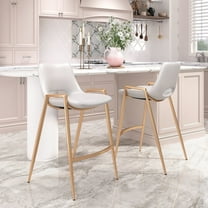 Desi Counter Stool White & Gold Counter Stool, Modern Style, Plush and durable faux leather fabric, Plywood, Indoor Bar