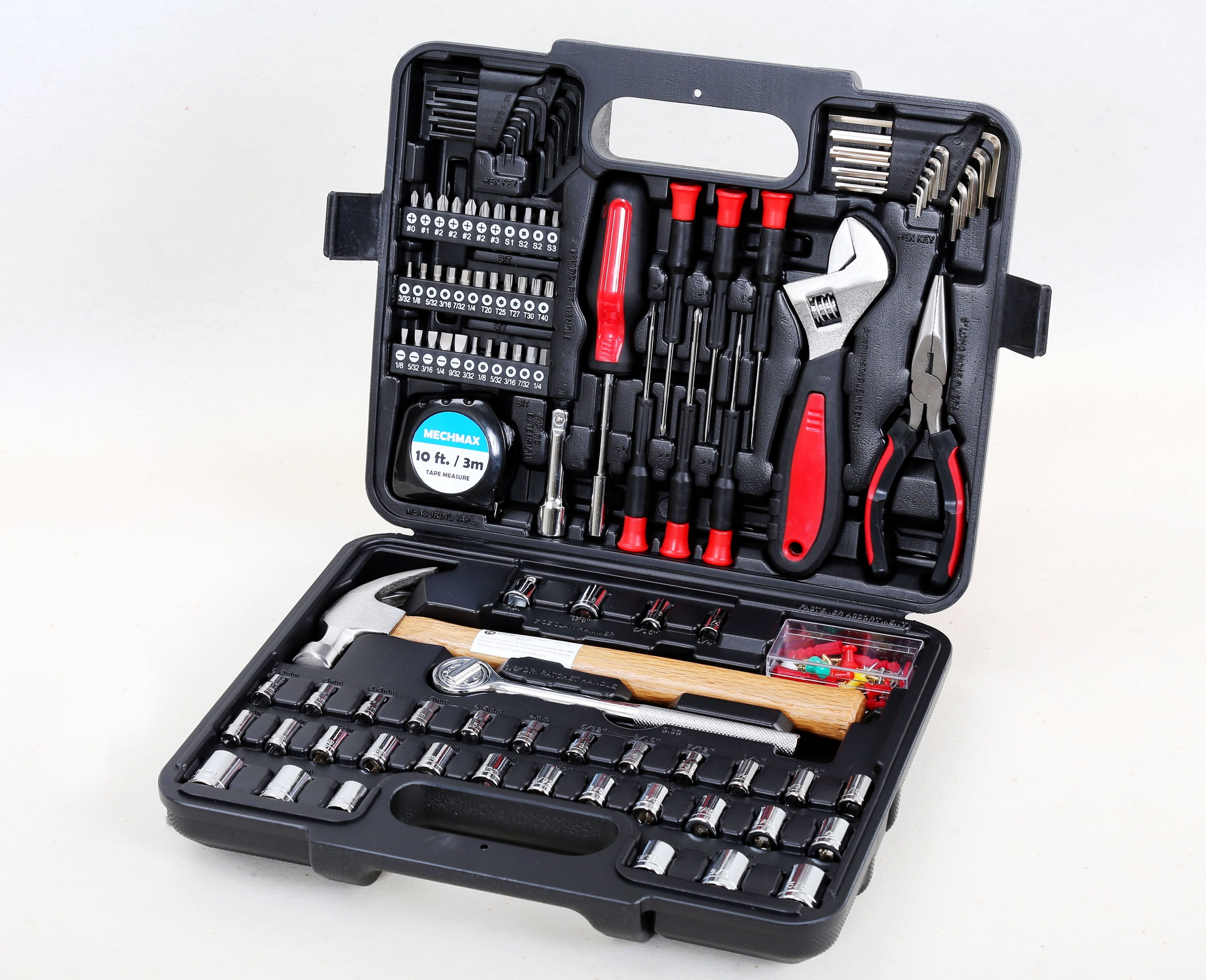 MECHMAX  MM8001 149-Piece Home and Auto Repair Tool Set, Complete Mechanics Hand Tool Kit with Hammer, Socket Wrench, Pliers and Case