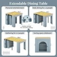 thumbnail image 6 of Euroco 59" Extendable Dining Table with 3 Removable Leaves for 4,Mobile Rolling Island Table with Power Outlet and Saving-Space Cabinet for Kitchen Living Room,Grey-Blue, 6 of 11