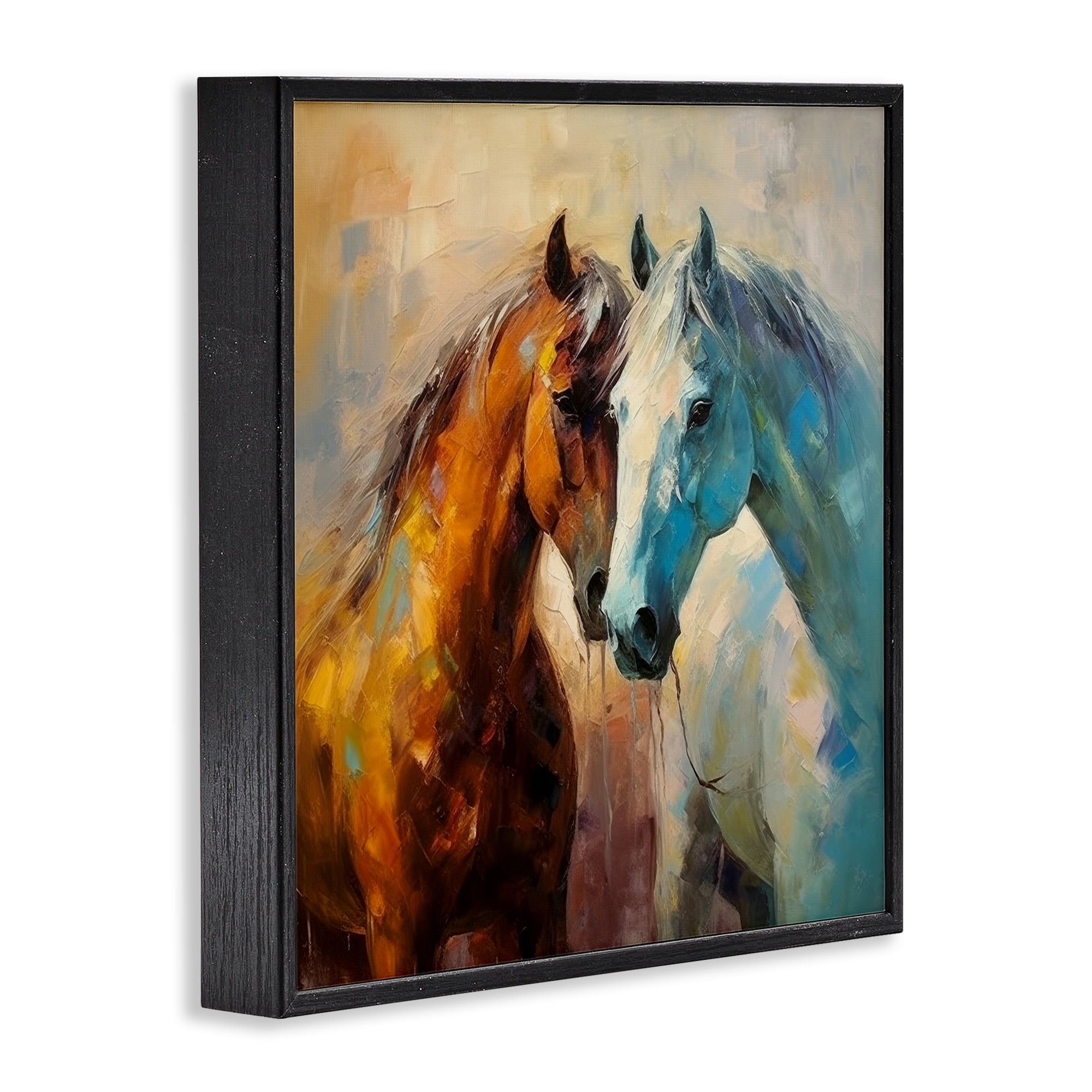 Stupell Industries Painterly Horse Pair Animals & Insects Painting Black Framed Art Print Wall Art, 17 x 17