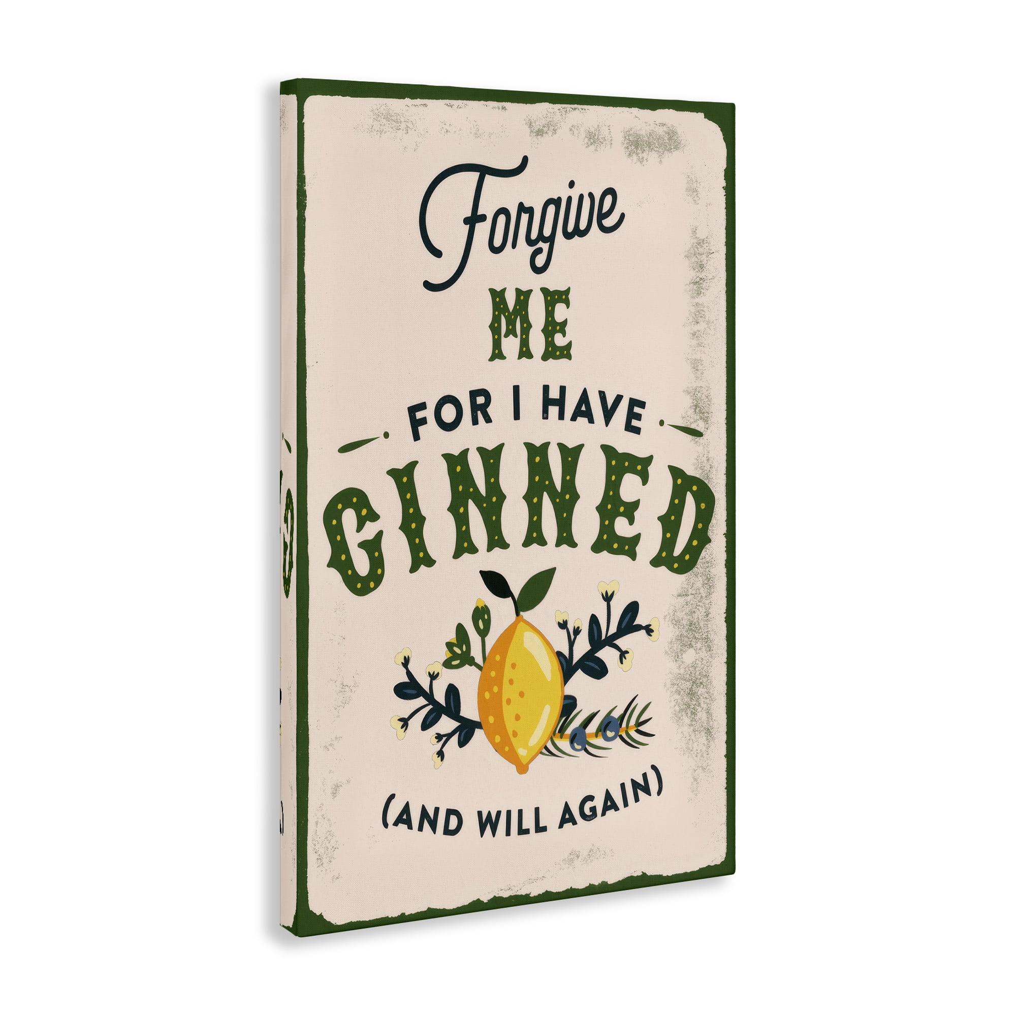 Stupell Industries Forgive Me For I Have Ginned Food & Beverage Painting Wrapped Canvas Art Print Wall Art, 16 x 24