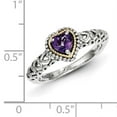thumbnail image 4 of 925 Sterling Silver Polished Prong set Artisan Oxidized With 14k Amethyst Ring Size 8 Band Style-Ring for Women, 4 of 7
