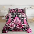 thumbnail image 2 of Homewish Girly Pink Xmas Tree Bedding Comforter Set, Kawaii Christmas Flower Plant Twin Comforter Sets, Fashion Buffalo Plaid Reversible Bedding Set, Luxury Bedroom Decor, 2pcs, 2 of 8