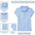 thumbnail image 4 of 5-Pack Girl's 3-Button Short Sleeve Stretch Pique Polo Shirts School Uniform (4-20), 4 of 4