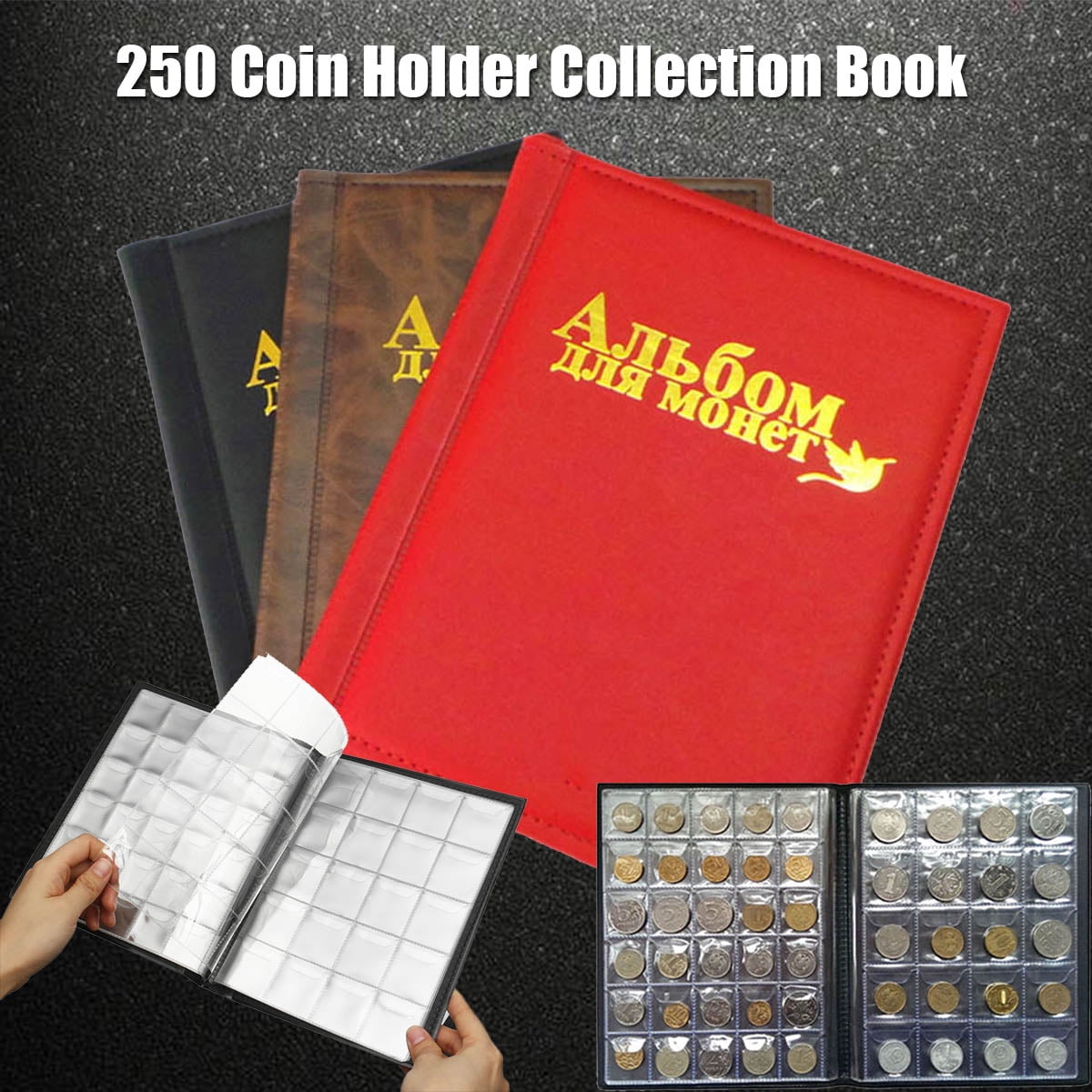 AWEELON 250 Pockets 10 Pages Coin Collection Album Coin Collection Book 