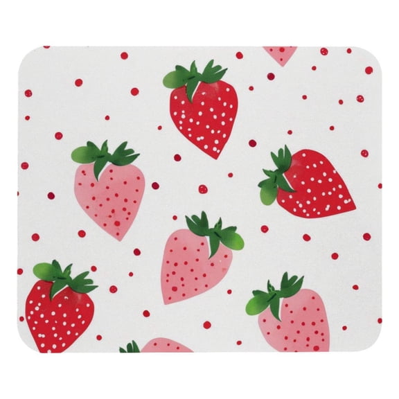 PhooArto Comfortable Mouse Pad Strawberries and Dots Pattern Desktop Mousepad , 21 x 25 cm Mouse Mat, Non-Slip Rubber Base, Improves Speed and Precision