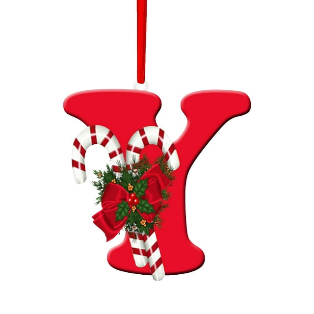 Ornements de Sapin de Noël Personnalisés Diy 26 Lettres Décor Suspendu avec Ficelle Rouge pour Sapin de Noël Décoration de Fête à la Maison Cadeau de Vacances 3,15 Pouces 0,033 Lb