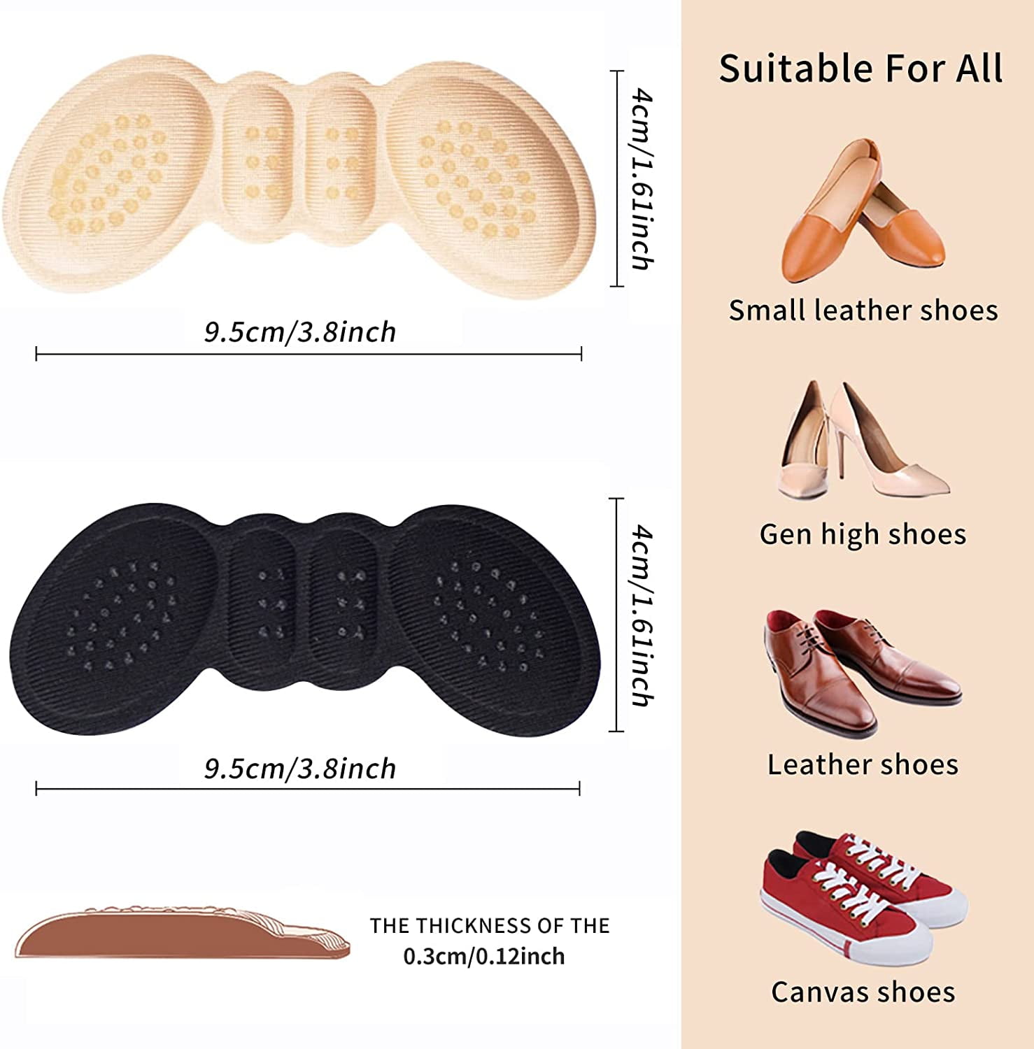 Tbest 2 Pairs Silicone Shoe Back Heel Inserts Insoles Gel Pad Cushion Grip  Liner, Heel Grips Shoe Pads for Women, Anti-Slip Heel Grips Inserts Liners Foot  Insoles - Walmart.com
