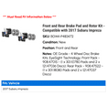 thumbnail image 2 of Front and Rear Brake Pad and Rotor Kit - Compatible with 2017 Subaru Impreza, 2 of 2