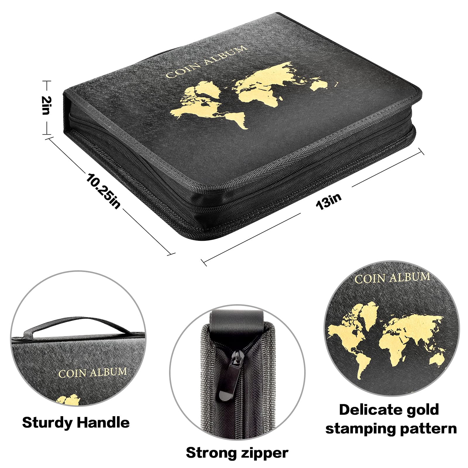Coin Collection Book Holder for Collectors, 200 Pockets Coins Collecting Album, 30 Sleeves Paper Money Display Coin Storage Case