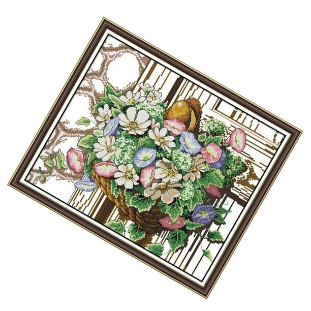 stitch Embroidery Design - Flower Pattern - Embroidery Pattern Pre-Printed Embroidery, . Instructions For Children \u0026 Adults Hugo Kits de punto de cruz de flores