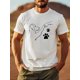 thumbnail image 1 of Camiseta informal de verano para hombre, tejido de punto suave y cómodo, cuello redondo, manga corta con estampado de huellas, corte regular, ligera y transpirable (250 g/m²)., 1 of 7