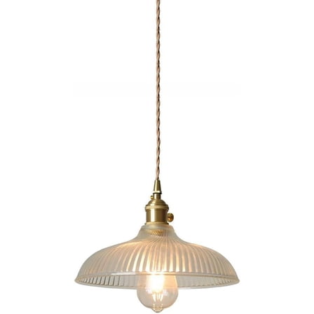 Clear Glass Pendant Lamp with Switch, Round Farmhouse Pendant Light Fixture for Dining Room, Simple Transparent Glass Pendant Lighting, Rustic Pendant Light for Kitchen Island Sink Over Table