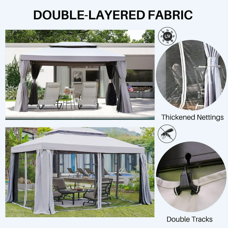 K★★101 togw Outsunny 11' x 11' Pop Up Canopy Backyard Gazebo with 2-Tier