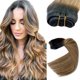 thumbnail image 1 of Extensiones de cabello cosido Extensiones de cabello de trama de cabello humano real Cabello humano 22 pulgadas 120G Extensiones de cabello Ombre Balayage Marrón y Rubio Extensiones de trama de cabell, 1 of 5