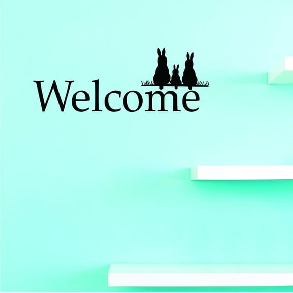 Custom Decals Welcome Wall Art Size: 10 X 20 Inches Color: Black