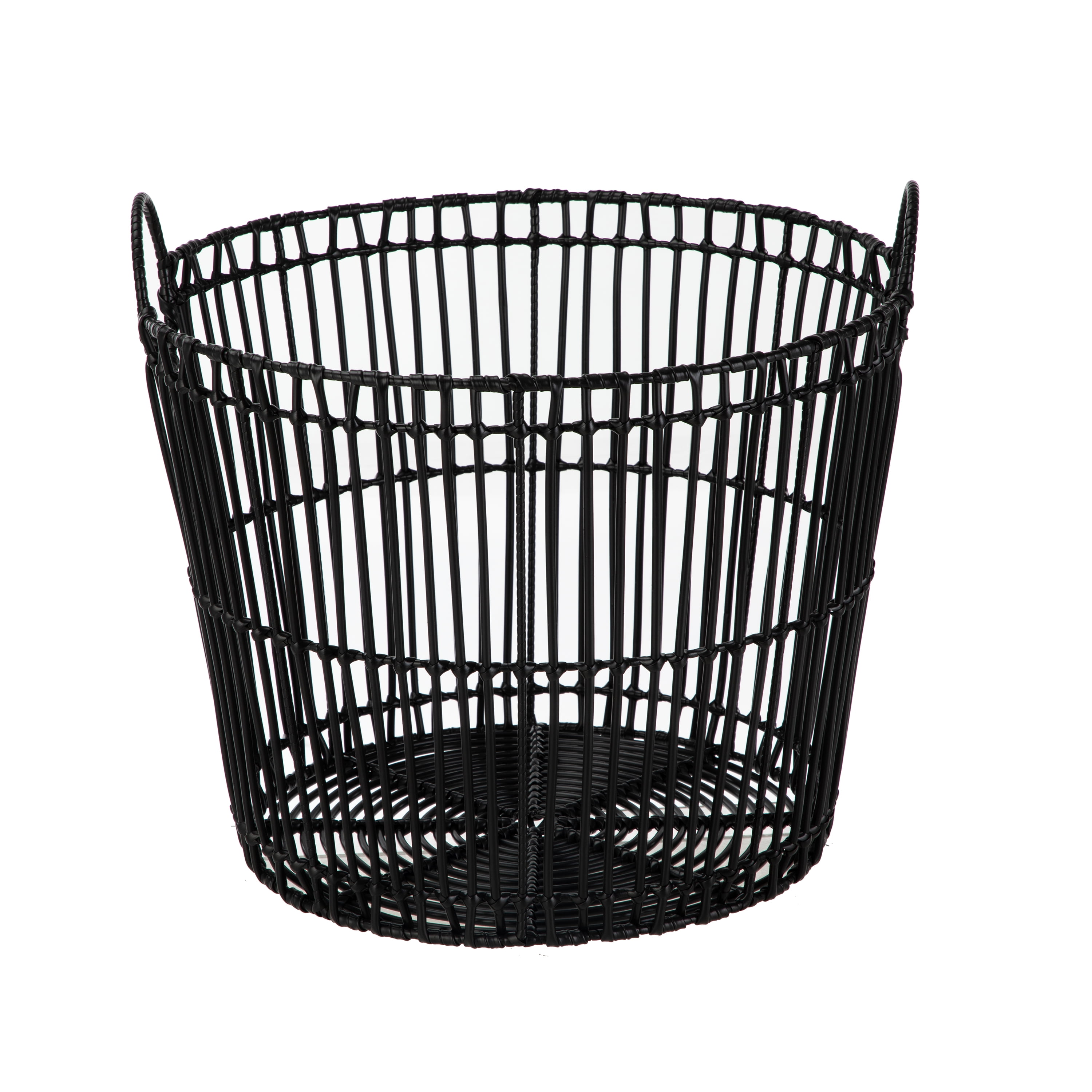 Better Homes & Gardens Large Black Poly Rattan Storage Baskets with Handles, Set of 2