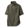 thumbnail image 4 of Avirosel Men's Casual Color Block Short Sleeve Cage Jacket Half Zip Breathable Athletic Training Apparel for Outdoor Activities Army Green, 4 of 7