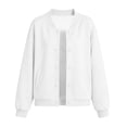 thumbnail image 6 of OGLCCG Girls Bomber Jackets Lightweight Button Down Kids Varsity Jacket School Uniform Baseball Jacket with Pockets 4-15 Years, 6 of 7