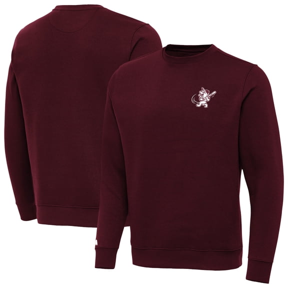 Men's Antigua Maroon Mississippi State Bulldogs Victory Swinging Bully Crew Neck Pullover Sweatshirt