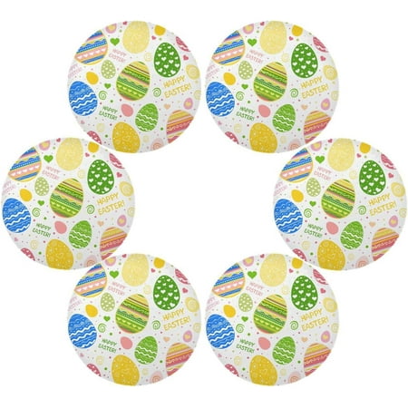 

Coolnut Easter Egg Pattern Round Placemats Set of 6 Non-Slip Heat Resistant Washable Table Mats for Kitchen Dining Table Decoration 15.4 Inch