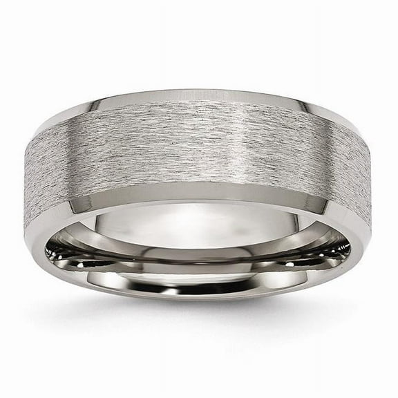 Titanium Beveled Edge 8mm Satin and Polished Band