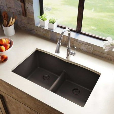 Elkay Elxdulb3322 Quartz Luxe 33 Double Basin Kitchen Sink For Undermount Installation With Aqua Divide