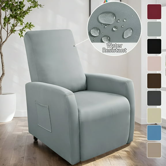 AUQ Recliner Chair Covers 4 Pcs Waterproof Small Recliner Sofa Slipcover Stretch Recliner Slipcover with Storage Pocket