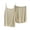 Khaki, variant on Womens 2 Piece Lounge Set Spaghetti Strap Cami Top and Elastic Waist Shorts Sleepwear