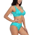thumbnail image 6 of PAYOHTO Women's Cross Front Bikini Set with High Elasticity Soft Padding Sea Water Ripple Top View Textured Bathing Suit Crop Top Swimsuit, 6 of 9